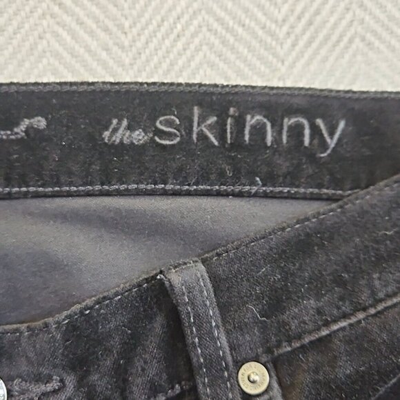 7 For All Mankind Jeans Women 32 (34x30) Black Velvet Straight Low Rise Velour - Picture 11 of 16